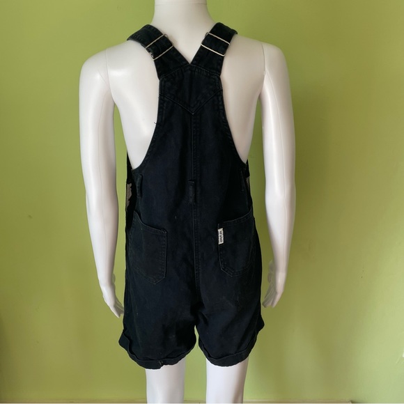 VINTAGE 90s NEW LEGENDS BLACK HOLOGRAPHIC PEOPLE OVERALLS SIZE XL RAVER TRENDY - Picture 2 of 7